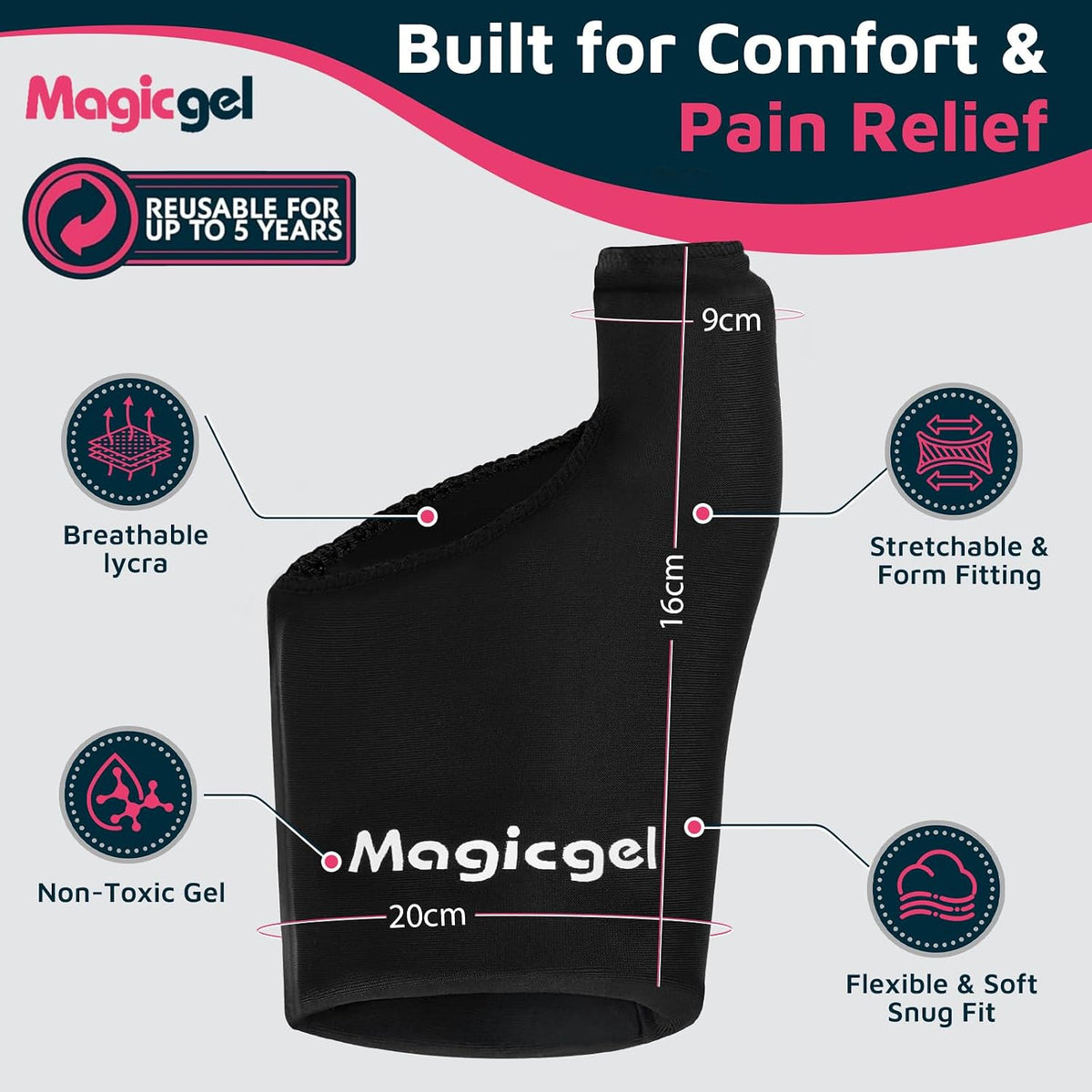 Magic Gel Foot Ice Pack Wrap & Toe Wrap for Gout Relief, Bunion, Plantar Fasciitis, Turf Toe, Broken Toe, Swelling, Foot & Toe Pain Relief, Hot & Cold Gel Therapy, Reusable Compression Support