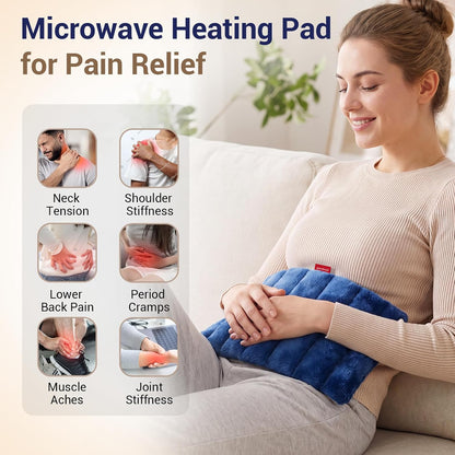 Comfytemp Microwavable Heating Pad for Neck Shoulder, Cramps, Back Pain Relief, 7"x12" Small Moist Heating Pad, Microwave Heat Pad Cordless Warm Compress for Women Men Daily Relaxation at Home Office