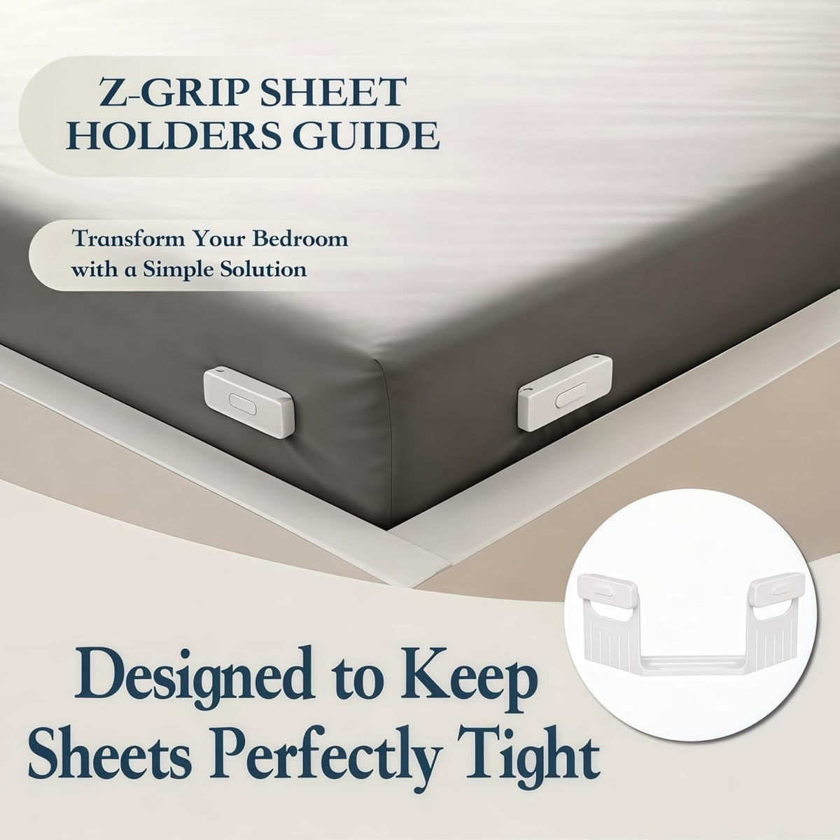 The Original Patented Fitted Sheet Holders - 4 Bed Sheet Grippers 10 Sheet Locks (8 + 2 Spares) Bed Sheet Holders For Corners, Clips, No Metal Corner Sheet Grippers Easily Say Goodbye To Loose Sheets