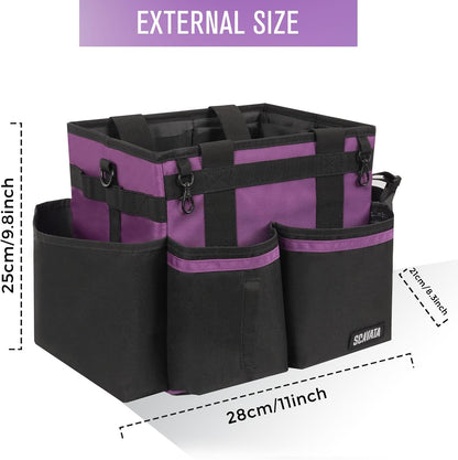 SCAVATA Compact Wearable Cleaning Caddy with Handle & Shoulder Straps | Small Cleaning Supplies Organizer, Under Sink & Car Cleaning Tools Storage Bag for Housekeepers Cleaners, Black
