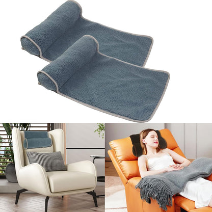 Neck Pillow for Recliner (22x14in) Adjustable Wool Neck Roll, Non-Slip Headrest Sofa Cushion Travel Pillow for Neck and Head Support (Blue)