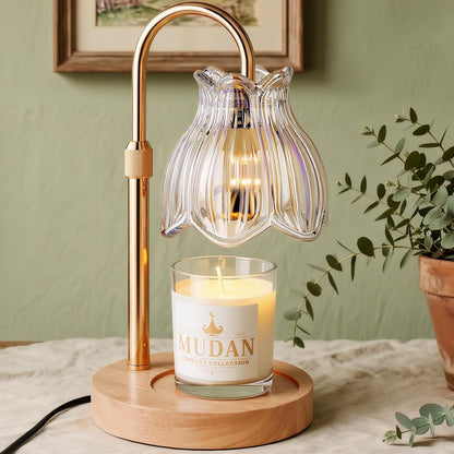 Flower Candle Warmer Lamp with Timer - Dimmable Electric Candle Lamp, Birthday Gifts for Women Mom, House Warming Gifts New Home Decor, Adjustable Wax Wamer Light for Jar Candles