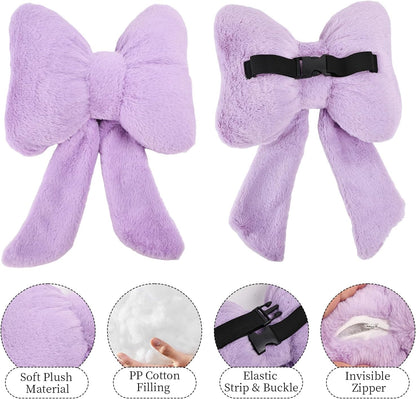2 Pack Bow Car Headrest Pillows Plush Car Neck Pillows for Travel Driving Office Chair Head Support Cushions, Also Cute Car Decor Accessories (Black)