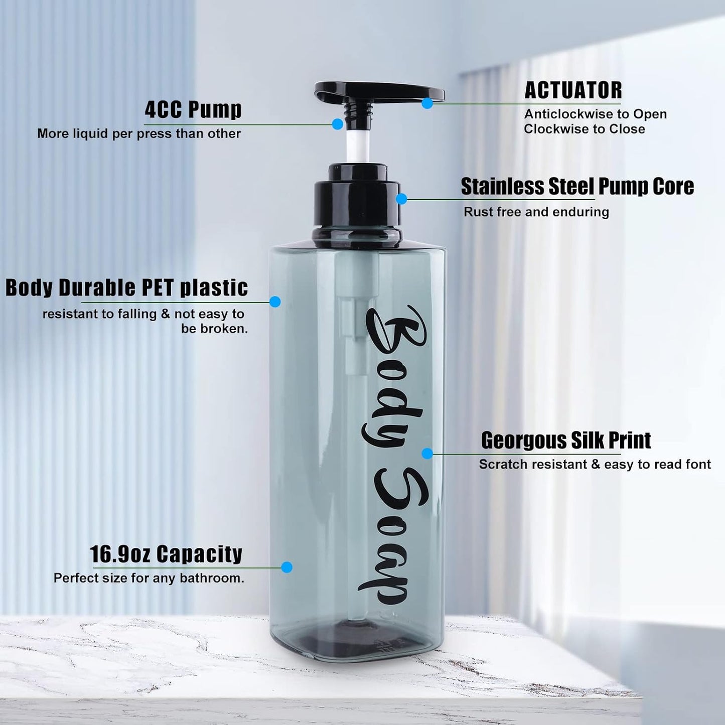 AUMIO 16.9oz Shampoo Dispenser for Shower Wall 3 Chamber, Drill Free Shampoo and Conditioner Dispenser with 6 Waterproof Labels, Wall Mounted Shower Soap Dispenser Shampoo Bottles for Home Bathroom