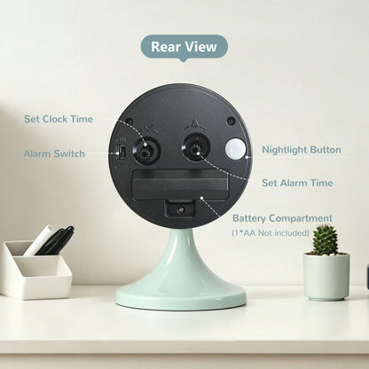 Alarm Clock, Metal 3 inch Silent Non Ticking Small Clock with Night Light, Battery Operated, Desk Analog Clock for Bedrooms Decoration, Old Fashioned Style Clock for Bedside, Adult, Gift