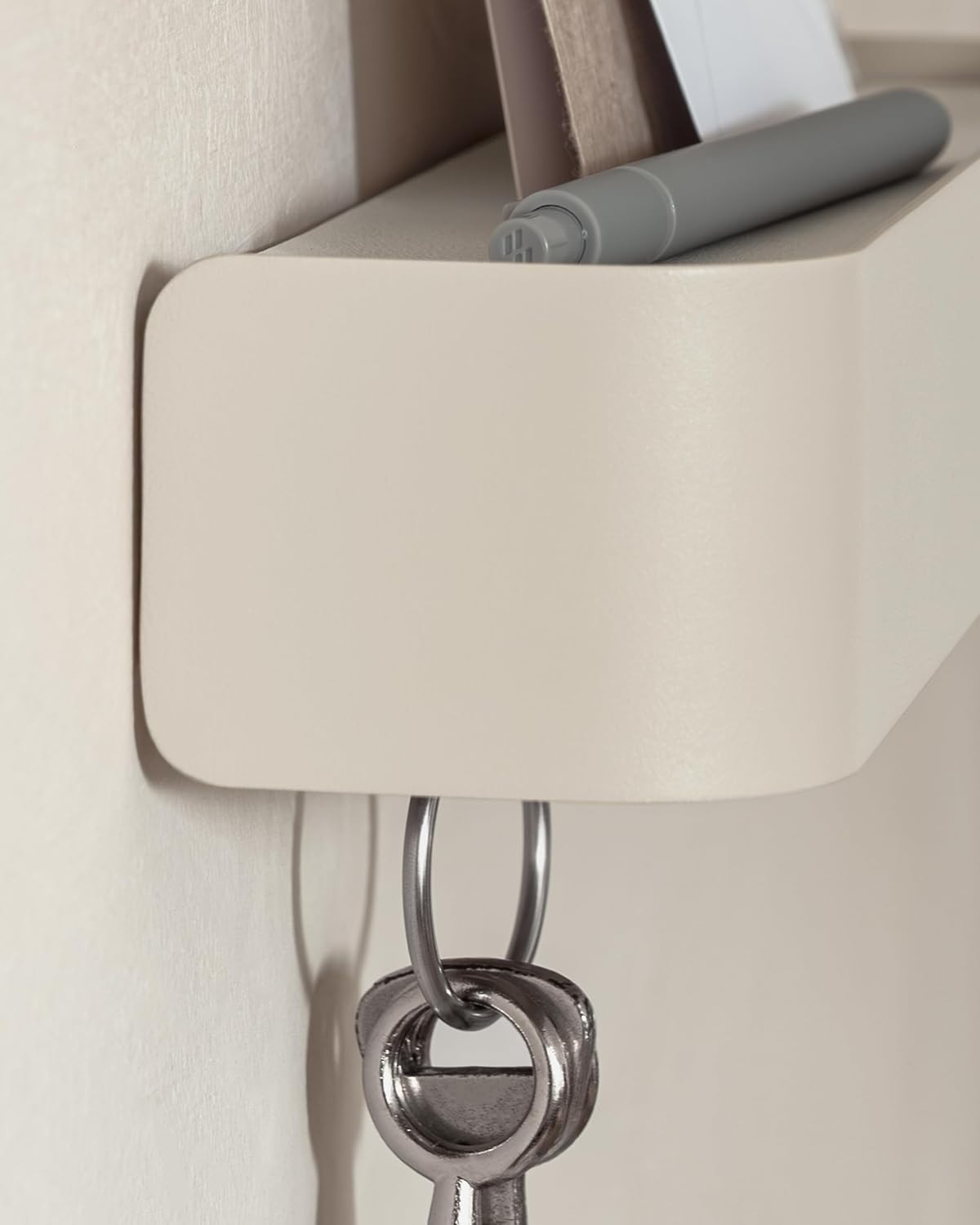Kazai. Key Holder for Wall 'Tone' | Minimalist Key Hooks Design from Berlin | Modern Key Hanger with Metal Shelf | Key Hook Wall Mounted as Hallway Furniture | Black
