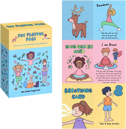 Kids Yoga Card Deck - 55 Large Format Cards for Movement, Mindfulness & Breathing - Perfect for Teachers, Therapists, Families & More - Includes 5 Yoga Games to Play Solo or in a Group - Ages 3-103