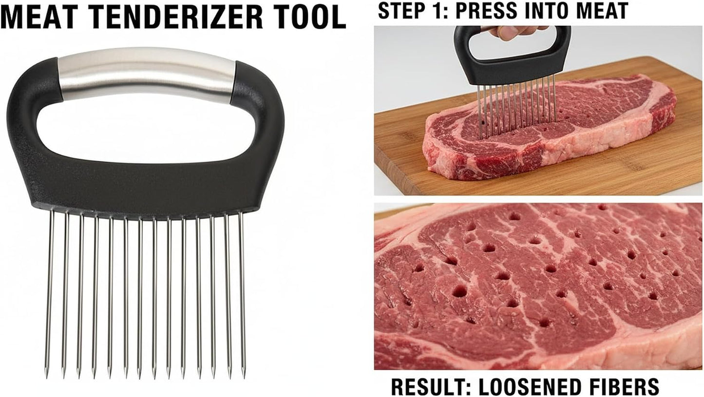 Large Onion Holder for Slicing with Protective Cover | 14 PCS Stainless Steel Prongs, Ergonomic Widened Large Handle, Food Slicing Guide, For Potato, Tomato, Vegetable, Fruit, Meat
