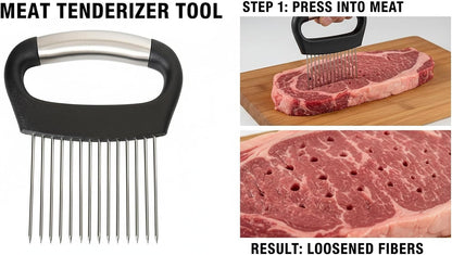Large Onion Holder for Slicing with Protective Cover | 14 PCS Stainless Steel Prongs, Ergonomic Widened Large Handle, Food Slicing Guide, For Potato, Tomato, Vegetable, Fruit, Meat