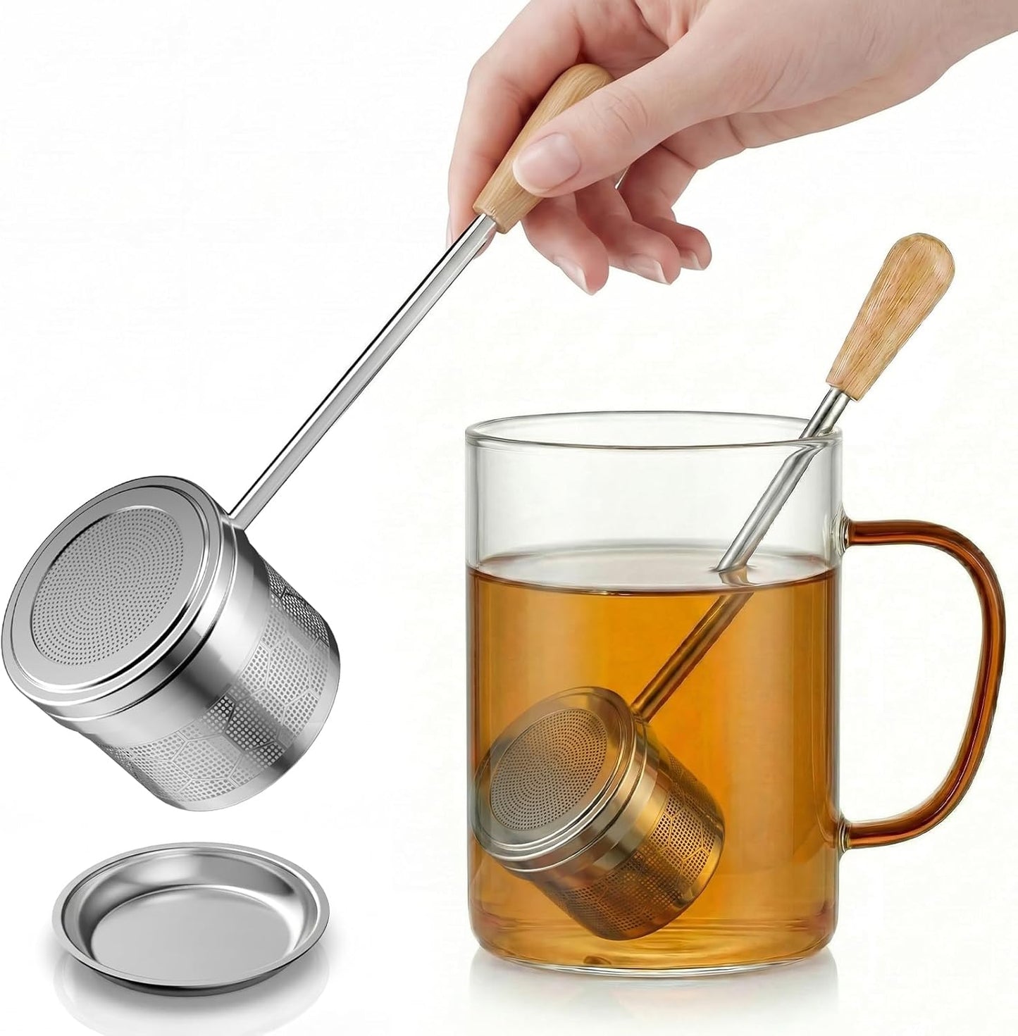 Tea Infuser for Loose Leaf Tea, Tea Scoop Infuser Fine Mesh Tea Strainers | 2-in-1 Tea Scoop & Tea Filter with Long Handle, Extra Fine Mesh Loose Leaf Tea Steeper, Tea Ball for Cup, Mug, Teapot, Kettle