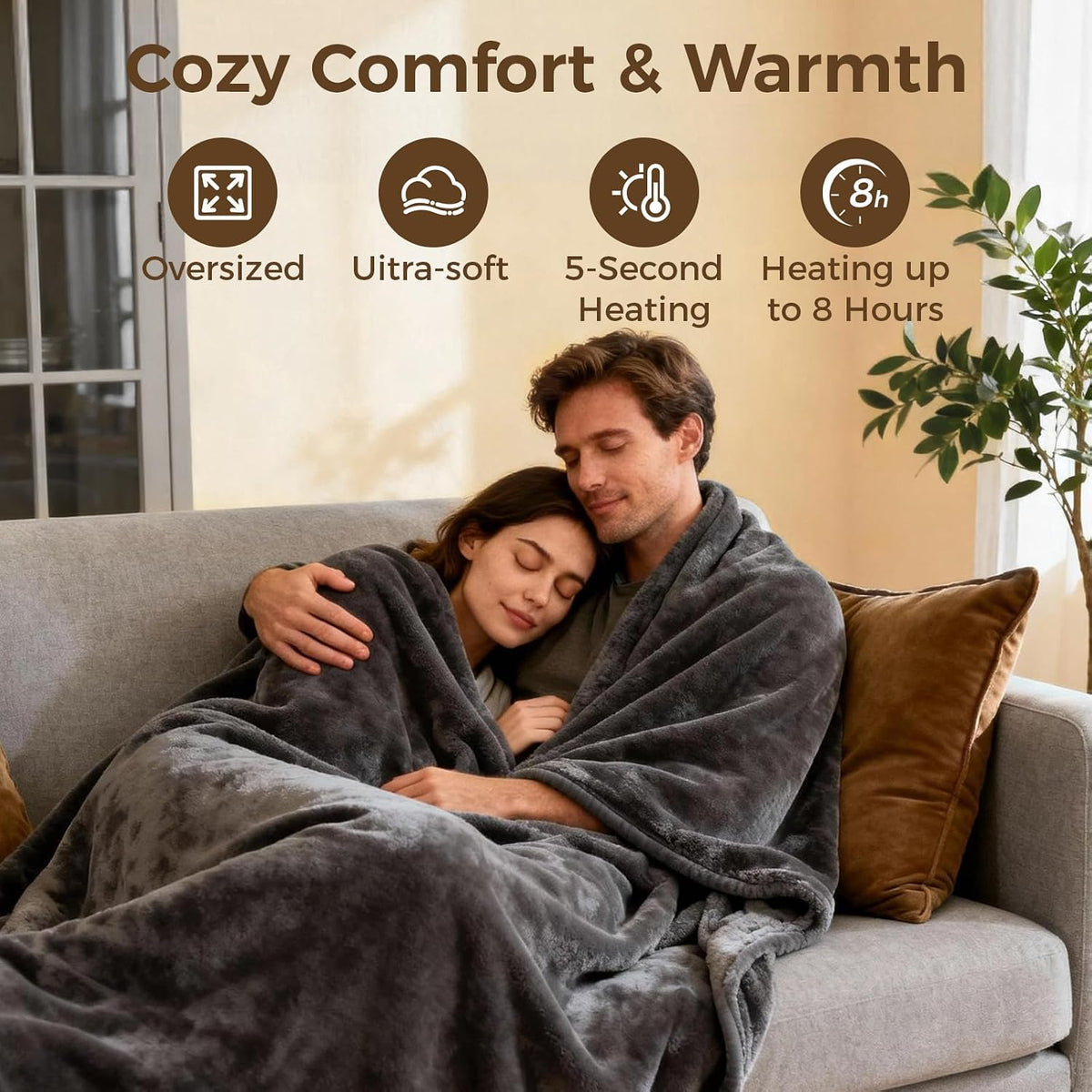 Cordless Portable Heated Blanket Battery Operated, 20000mAh Battery Rechargeable Heated Blanket with 3 Heating Levels, 70"x40" USB Wearable Electric Blankets for Camping, Home, Office, Car.