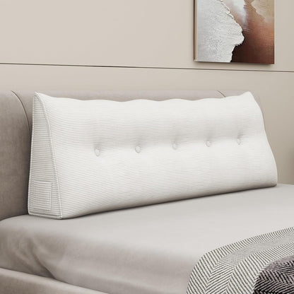 Headboard Wedge Pillows for Sitting Up in Bed Rest Adult，Triangular Upholstered Stuffed Reading Pillow for Sofa Couch Back Cushions Lumbar Body Support Dorm Bedroom（King，Corduroy Gray）