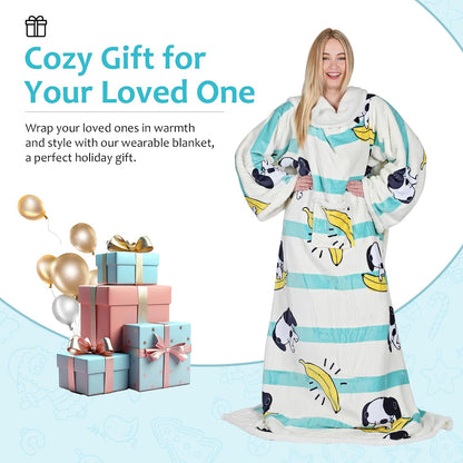 Catalonia Sherpa Wearable Blanket with Sleeves and Pocket for Adults