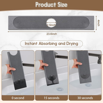 Faucet Mat for Kitchen Sink, Diatomite Quick Drying Tray , 15.8 Inch Kitchen Sink Splash Guard and Bathroom Stone Trays for Counter. Super Absorben.White.