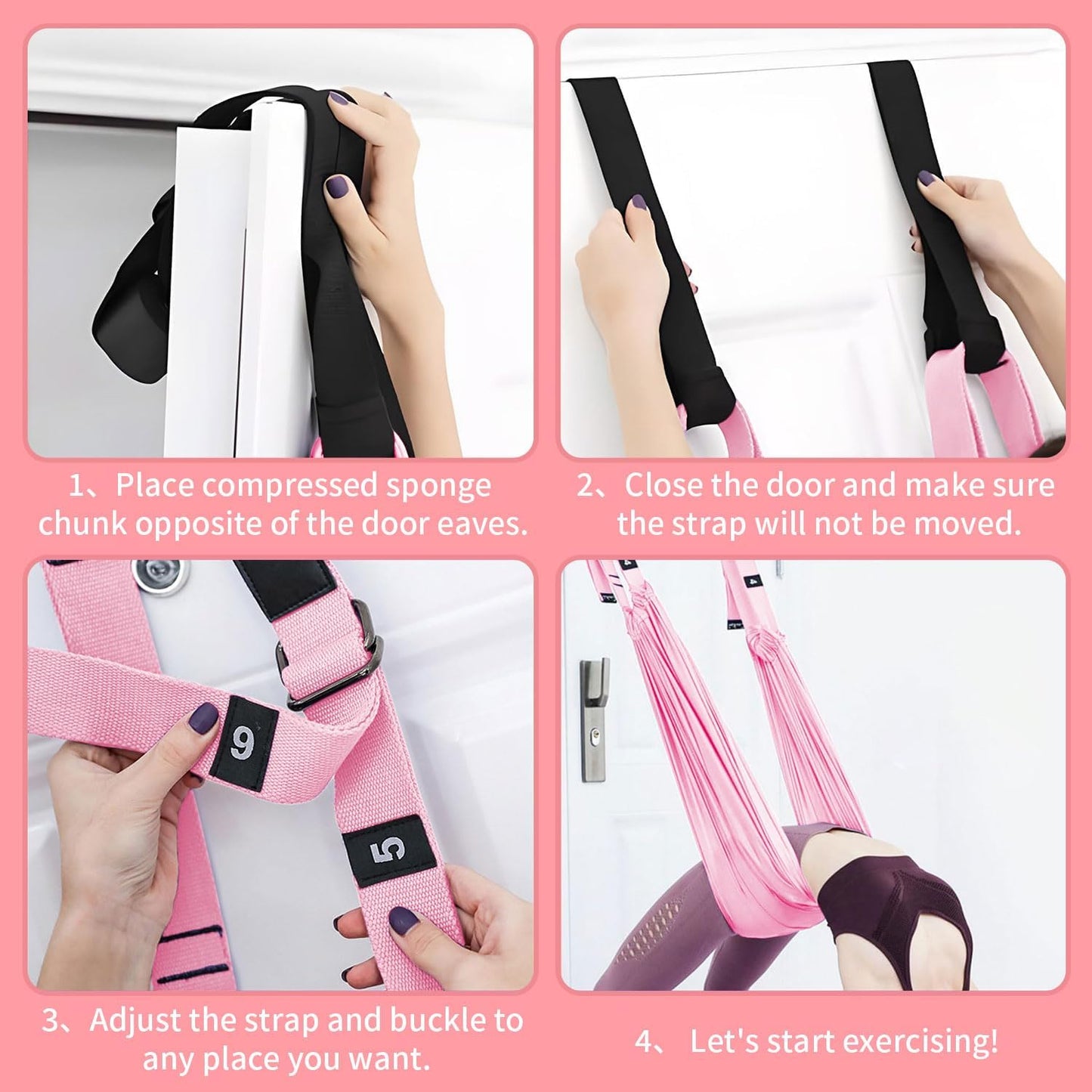 Leg Stretcher Strap Adjustable Fitness Strap Band for Waist Trainer Stretching Door Swing Flexibility Tensile Trainer with Carrying Pouch Back Bend Go Upside-Down for Yoga Practitioner Ballet Dancer Gymnastics Exercises