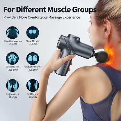 Massage Gun Deep Tissue, Silent Motor and Portable Massage Gun with 4 Interchangeable Heads for Deep Muscle Relief and Relaxation, Relax Gift