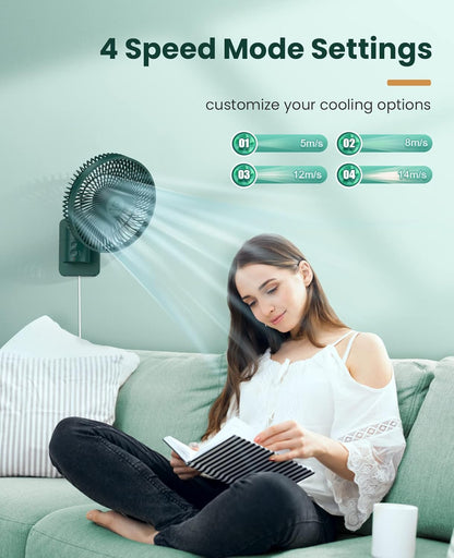 LEMOISTAR 8 Inch Small Wall Mounted RV Fan with Remote Control, 90° Oscillating, 4 Speeds, 4 Timer, Adjustable Tilt, 70 Inch Cord, Quiet, for Corner Bedroom Home Office Garage-Black