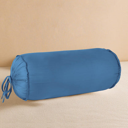 SAHARBEDDINGS 2 Pieces Cervical Neck Roll Pillow Cover with Cotton Bolster Pillowcases for Cylindrical Cushion and Drawstring Closure Round Neck Pillowcase (Plum, Roll Pillow 18x3 Pack of 2)