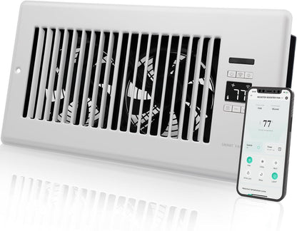 Howeall 4" x 10" Super Quiet Register Booster Fan - Upgrade Smart Register Vent with Ionizer and Dual Intelligent Thermostat Control - Heating Cooling Vent Fan Booster - Charleston Design (ORB)