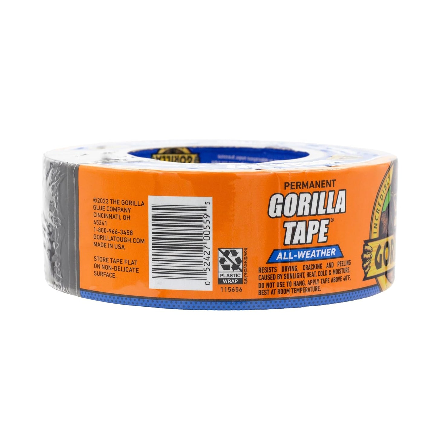 GORILLA All Weather Duct Tape, Black, 1.88" x 25 yd | UV and Temperature Resistant, Waterproof for Outdoor Repairs, Strong Adhesive Grip