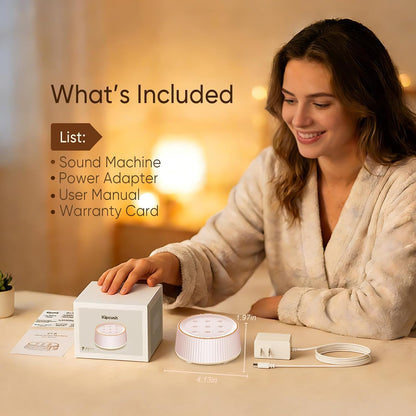Noise Machine, White Noise Sound Machine for Baby & Adults, 26 Soothing Sounds, 8 Night Light Colors, Tap Control, 6 Timer Settings, Auto-Off & Memory, 4-7-8 Breathing (Black, Standar)