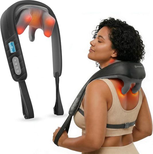 COMFIER Shiatsu Neck and Shoulder Massager with Heat,White Elephant Gifts for Adults,4D Deep Kneading Massage Pillow with Heat, Back Massager, Pillow Massage,Jet Black