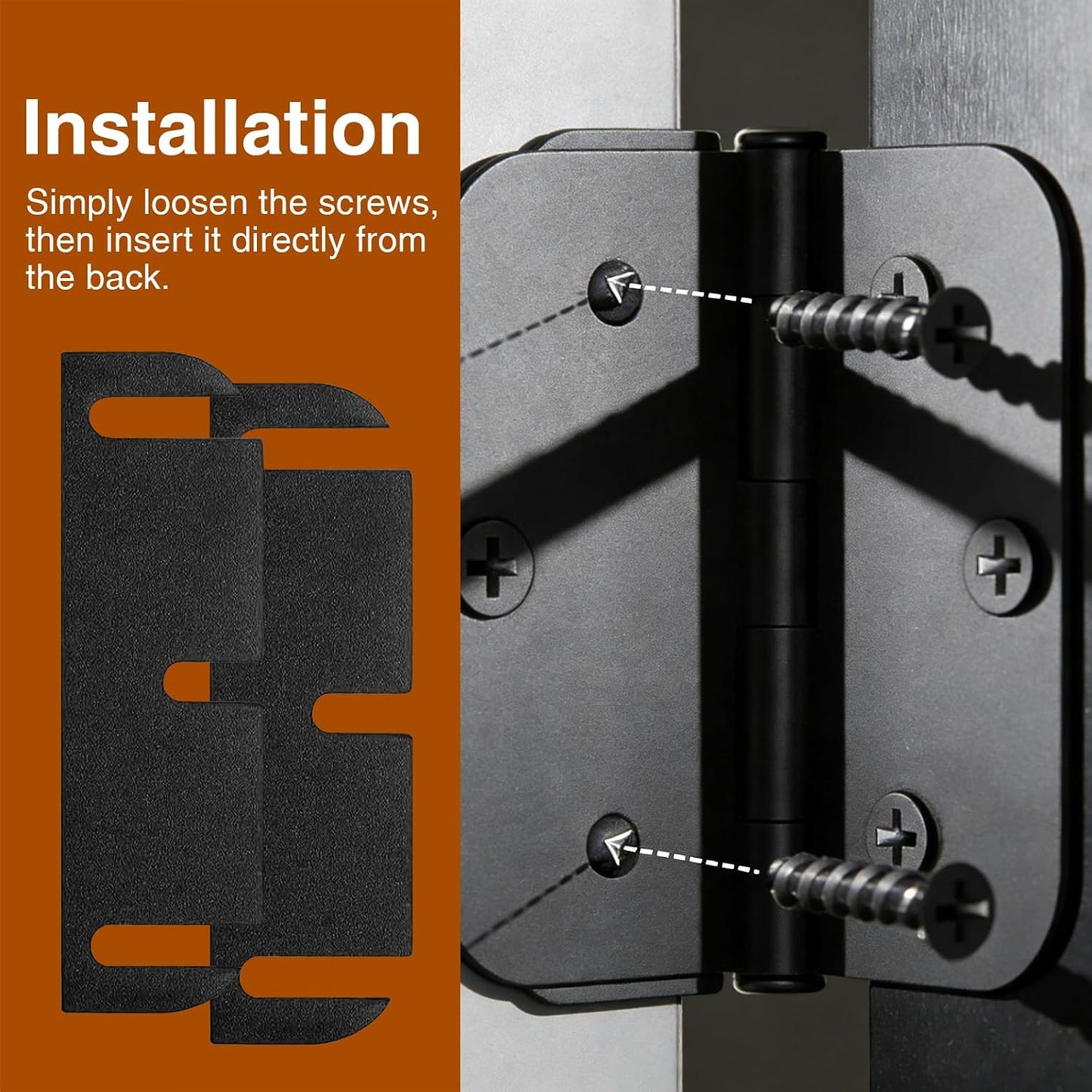 20 Pcs Door Hinge Shims 0.47 Inch Thickness 3.5 Inch Hinge Shims Plate Adjustable Door Jamb Repair Kit for Air Leakage Misalignment(Black)
