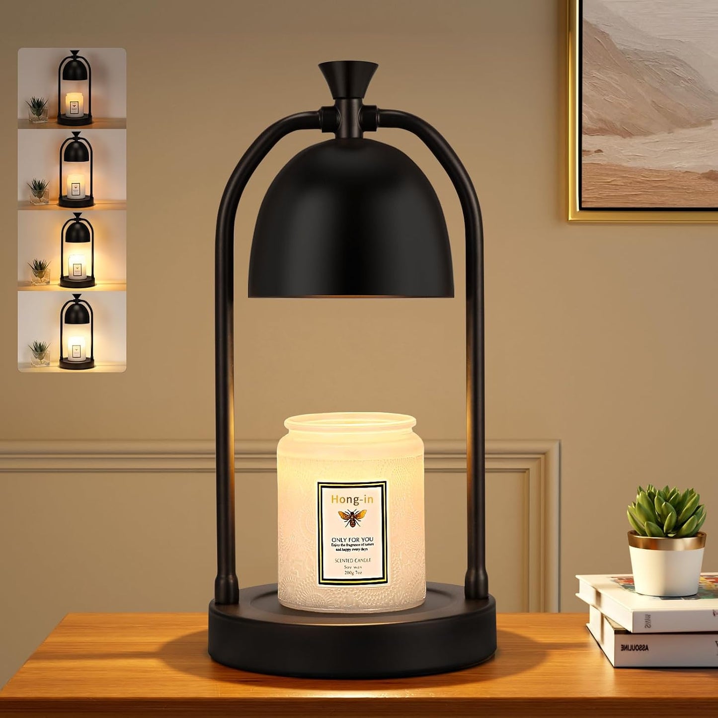 Brown Candle Warmer Lamp with Timer-Electric Candle Light for Bedroom Decor, Aromatherapy at Home | Gifts for Men | Home Gift Ideas