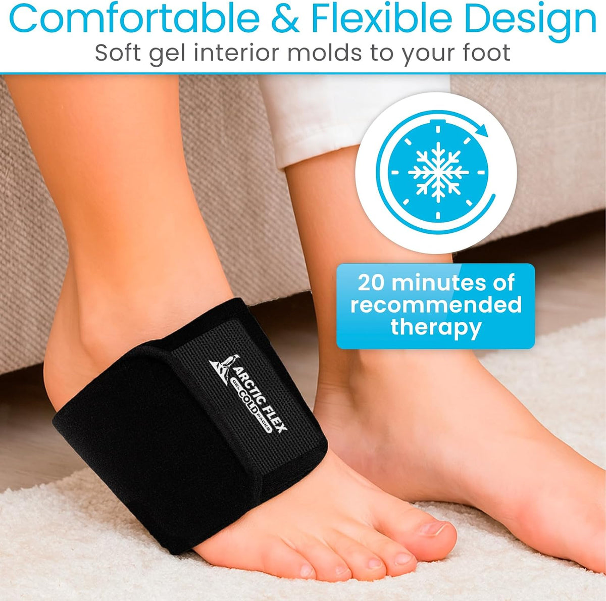 Arctic Flex Foot Ice Pack Wrap - Reusable Gel Cold Brace for Arch Pain