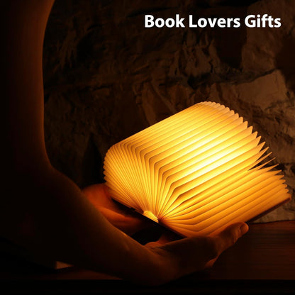 4.7 in Wooden Book Lamp, Book Lovers Gifts,Teacher Appreciation Gifts | Folding Book Light, Ambient Lighting for Home Library Bookshelf Decor, Gift for Men Reader Bookworm Birthday (Maple)