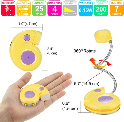 Kids Rechargeable Book Light, Clip on Reading Light for Kid, Kids Reading Lights, Amber Book Light for Reading in Bed, 2 Lighting Modes, Blue Light Blocking, Bookmark Light for Bookworms-Green