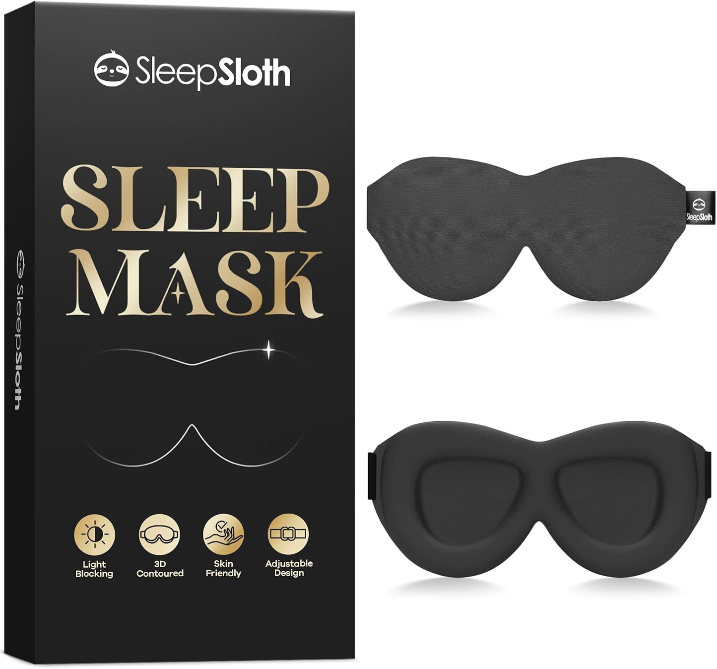 Sleep Mask for Side Sleepers, 3D Contoured Eye Mask for Sleeping, Soft Memory Foam Eye Cover with Adjustable Strap, No Pressure on Eyes, Travel Sleep Mask for Men Women, Shift Work & Naps