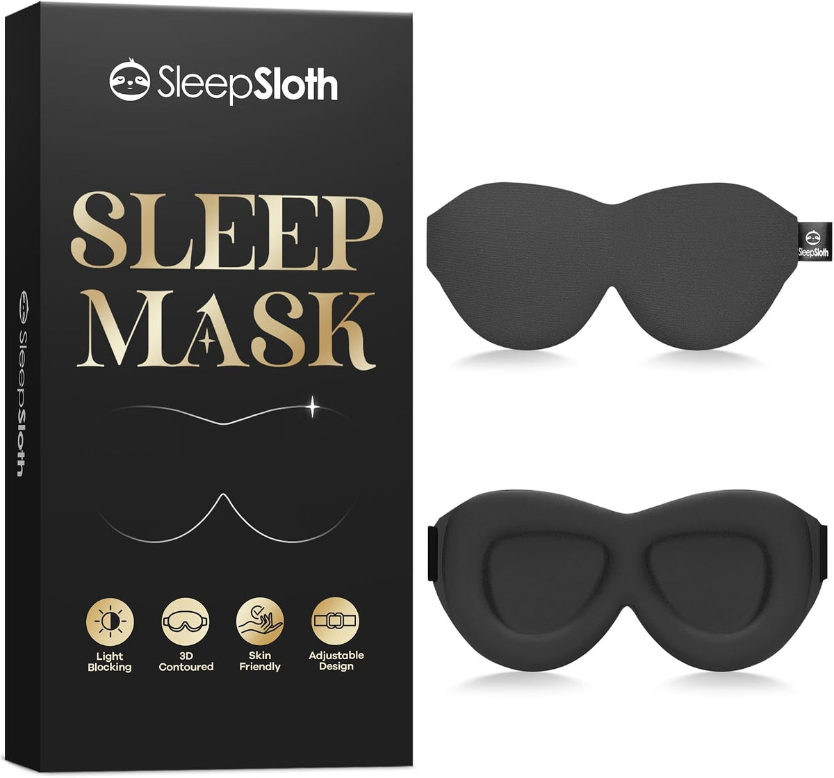 Sleep Mask for Side Sleepers, 3D Contoured Eye Mask for Sleeping, Soft Memory Foam Eye Cover with Adjustable Strap, No Pressure on Eyes, Travel Sleep Mask for Men Women, Shift Work & Naps