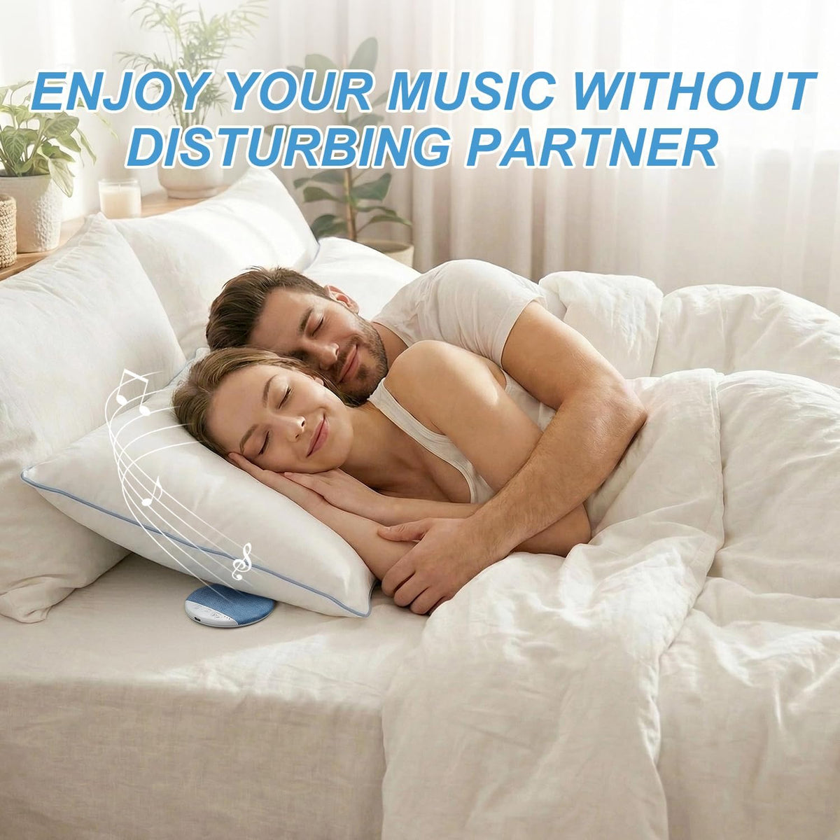 2026 Mini Bluetooth Pillow Speaker for Sleeping, Under Pillow Speaker with Built-in White Noise & Pink Noise Sound Machine, 48H Playtime, 3 Timers, Stereo Bass Private Sleep Audio (Blue)