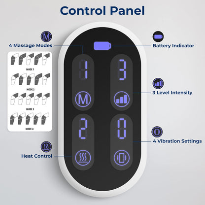 SereneLife 3-in-1 Air Compression Knee Massager with Heat and Vibration, Rechargeable Cordless Knee Wrap, 4 Airbags, 4 Vibration Modes, 2 Heat Settings, Smart LED Controller, Ice Pack, Carry Bag