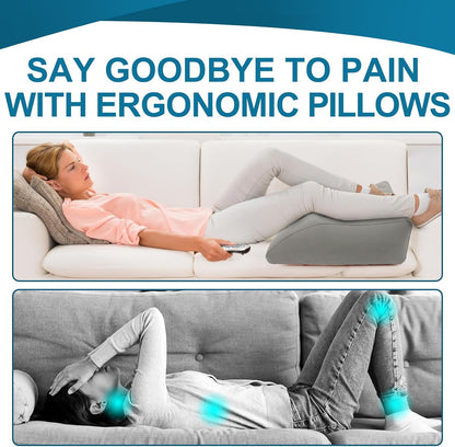 Inflatable Leg Elevation Pillow, Wedge Pillow for Sleeping, Portable Wedge Pillow, Improve Circulataion and Reduce Swelling, for Sleeping, Recovery, Pregnant (Grey)