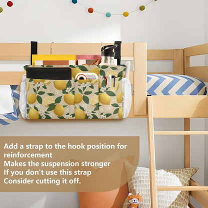 Bedside Caddy Hanging Bunk Bed Caddy Bed Organizer Hanging Pocket with 2 Hooks Bedside Storage Organizer Pocket Bag Holder Checkered Light Green - Colors B