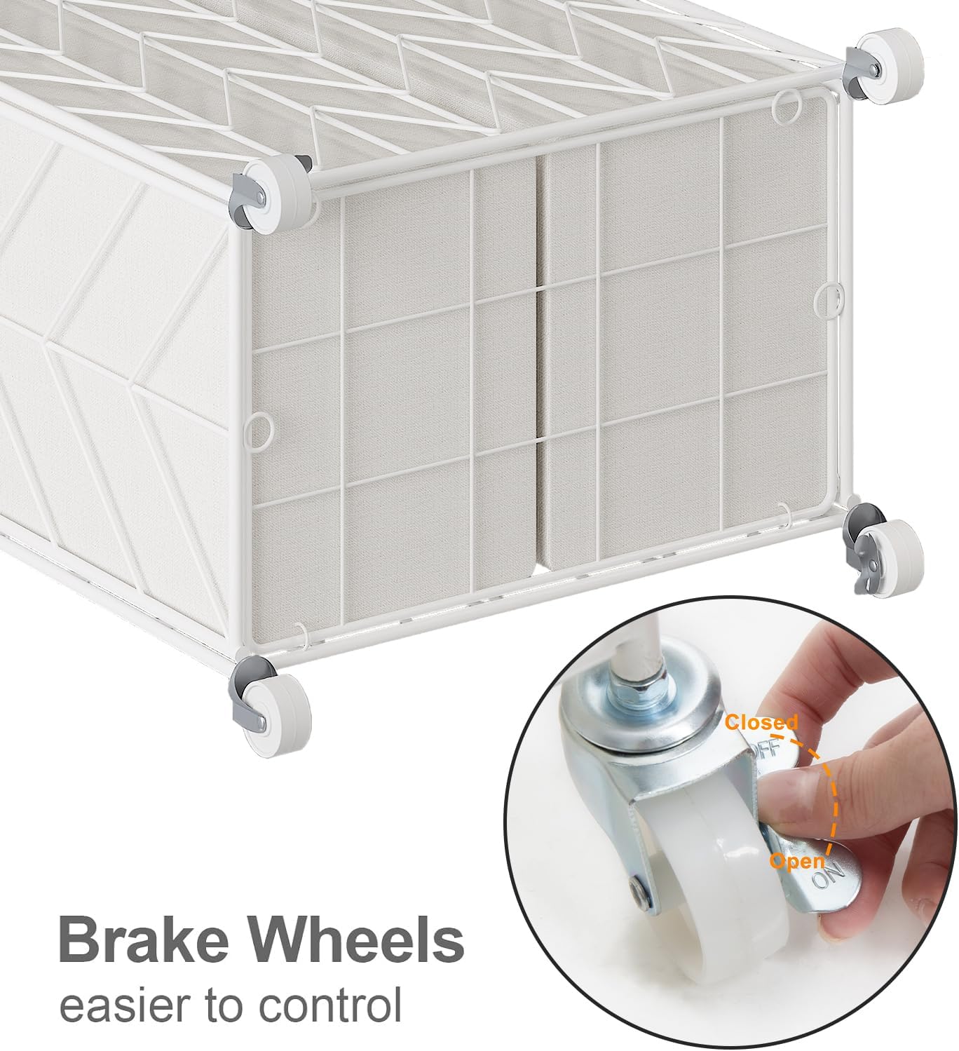 WOWLIVE Laundry Hamper 3 Section with Lid, 142L Laundry Basket with Wheels | Rolling Dirty Clothes Hamper with Removable Bags, Large Iron-Made Laundry Basket Organizer Laundry Sorter for Dorm, Beige