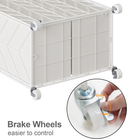 WOWLIVE Laundry Hamper 3 Section with Lid, 142L Laundry Basket with Wheels | Rolling Dirty Clothes Hamper with Removable Bags, Large Iron-Made Laundry Basket Organizer Laundry Sorter for Dorm, Beige