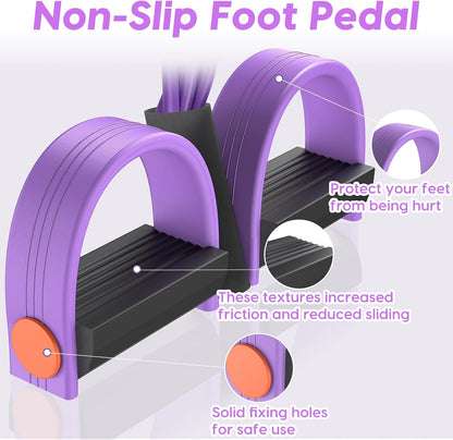 Pedal Resistance Band with Handles, 6-Tubes Natural Rubber Exercise Bands | Upgrade Foot Pedal Resistance Bands for Working Out, Multifunction Fitness Equipment for Abdomen, Waist, Arm, Leg, Pilates
