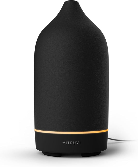 Vitruvi Stone Diffuser, Ceramic Ultrasonic Essential Oil Diffuser for Aromatherapy | Ceramic Diffuser, Diffusers for Home, Oil Diffuser, Housewarming Gift, Original Diffuser | White, 90ml Capacity