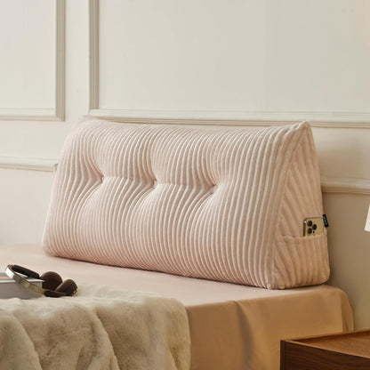 Z-hom Headboard Pillow, Wedge Backrest Cushion, Queen Size,NO Roll Pillow | Grey Triangular Backrest Cushion Equipped,NO Roll Pillow,Ideal for Reading,Sitting Up in Bed&Filling Headboard Gaps