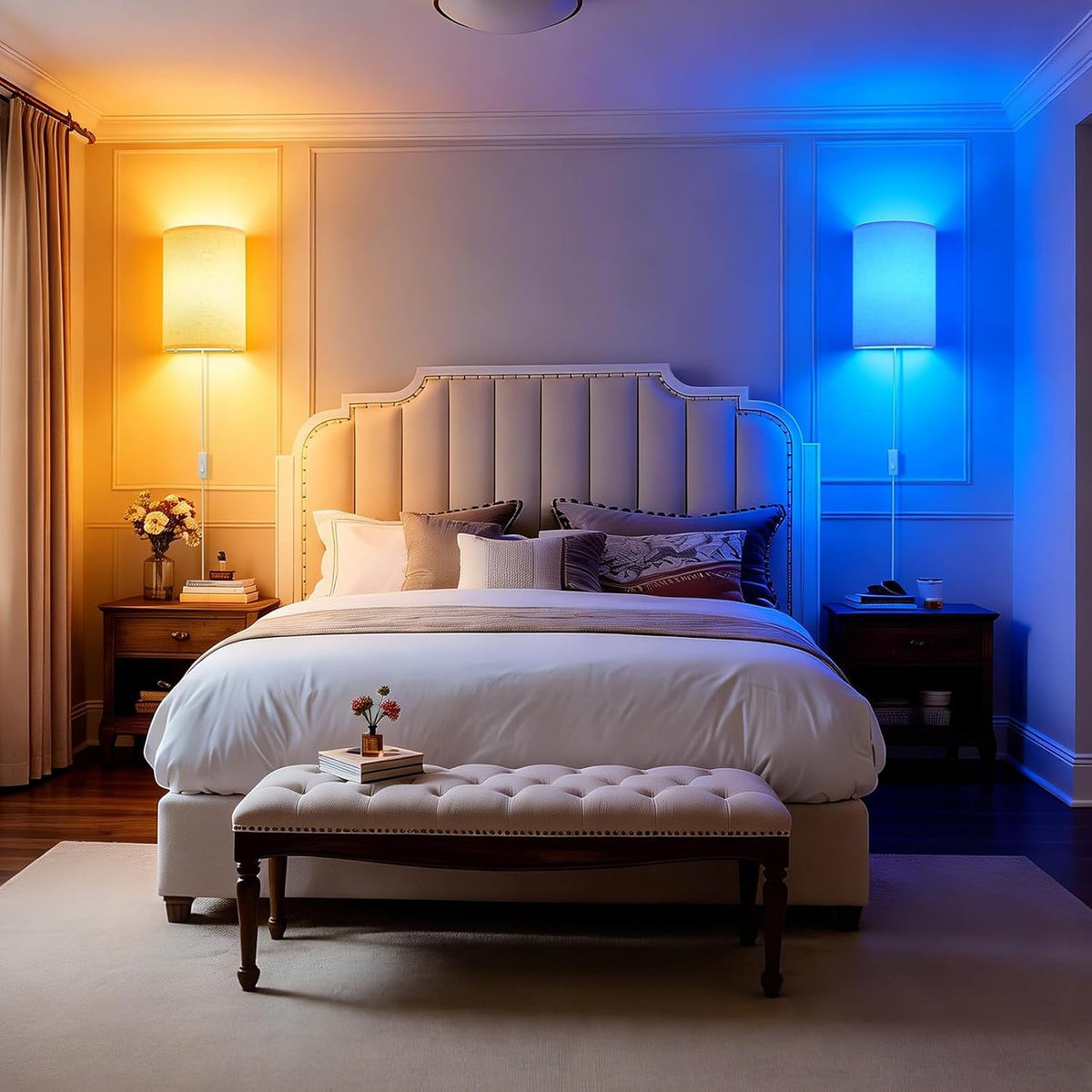 Battery Operated Rechargeable Wall Sconce Set of Two with 10000mAh Battery