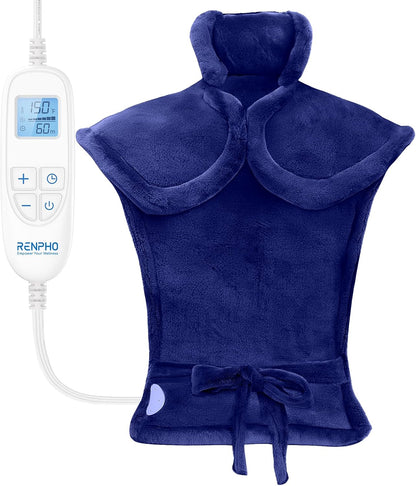 RENPHO Electric Heating Pad - 6 Heat Levels for Neck Shoulder and Back, Birthday Gifts for Women Men Mom Dad, Weighted Pad for Snug Fit, ETL Safety Certified, FSA Eligible, 24"x33" Gray