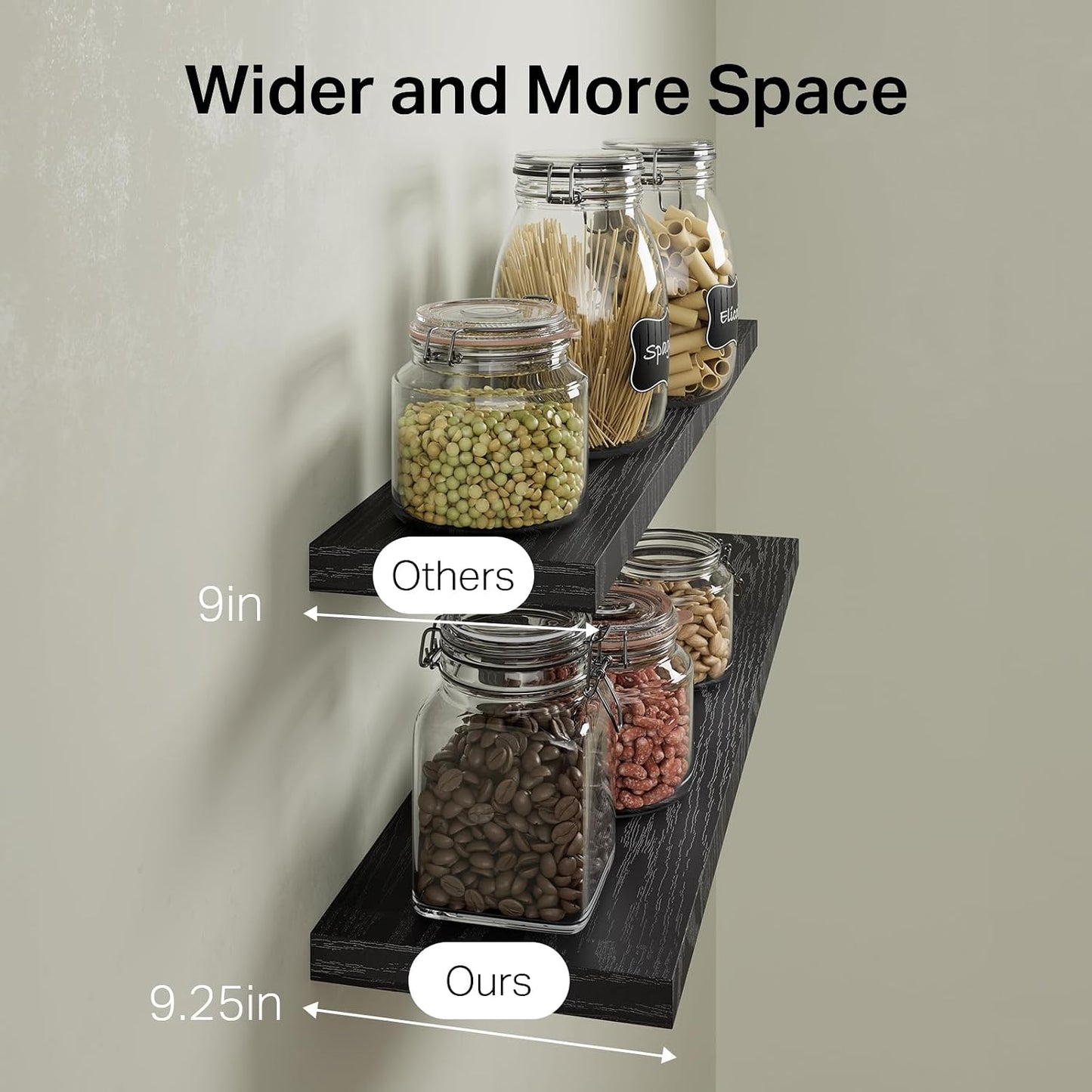 BAYKA Rustic Brown Floating Shelves 22.5in, Set of 2, Wall Mount Wood Shelf | Easy Install, 22lbs Max Load, Hidden Bracket, for Bathroom Bedroom Living Room or Kitchen, Hanging Shelf Book Decor Storage