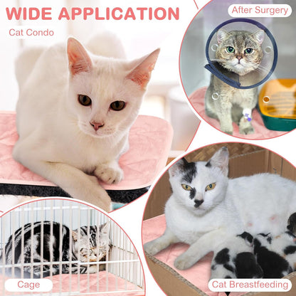 2 Pack Self Heating Cat Mat Self Warming Pet Pads Washable Kennel Mat Dog Crate Pad Reflects Body Heat Non Skid Cat Thermal Pads for Puppy Indoor Outdoor(Black,16 x 20 Inches)