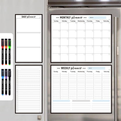 JJPRO Non-Magnetic Dry Erase Weekly Calendar for Fridge, Reusable Weekly Planner and to Do List Whiteboard Bundle -Starts Sunday,8.5"x12" Reusable Calendars Stick to Fridge,Wall, All Smooth Surfaces