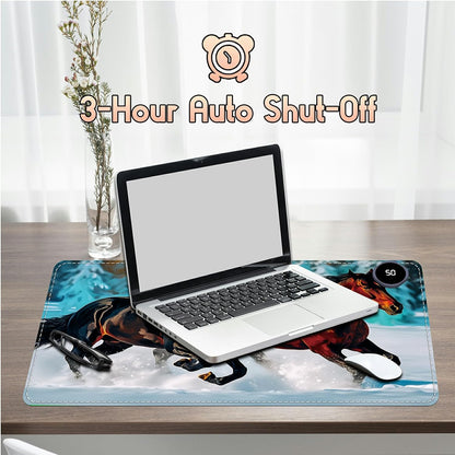 Heated Desk Pad Heated Large Mouse Pad, Electric Quickly Warm Desk Mat with 3 Levels Heating 3 Hours Auto Shut-Off, 31.5" x 13" Warm Gaming Mousepad Hand Foot Warmer, Baby Elephant