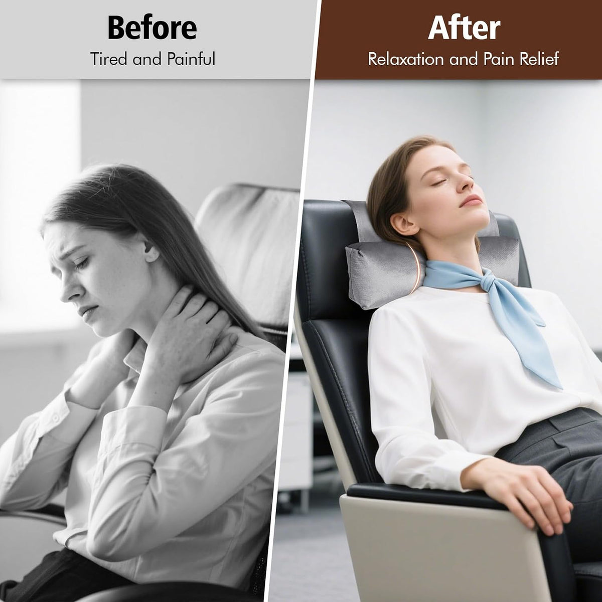 WdFour Velvet Neck & Head Pillow for Recliner Chair, Small Ergonomic Cervical Support Pillow for Home, Office and Travel, Non-Slip Cushion for Tension Relief & Shoulder Comfort (Chocolate)