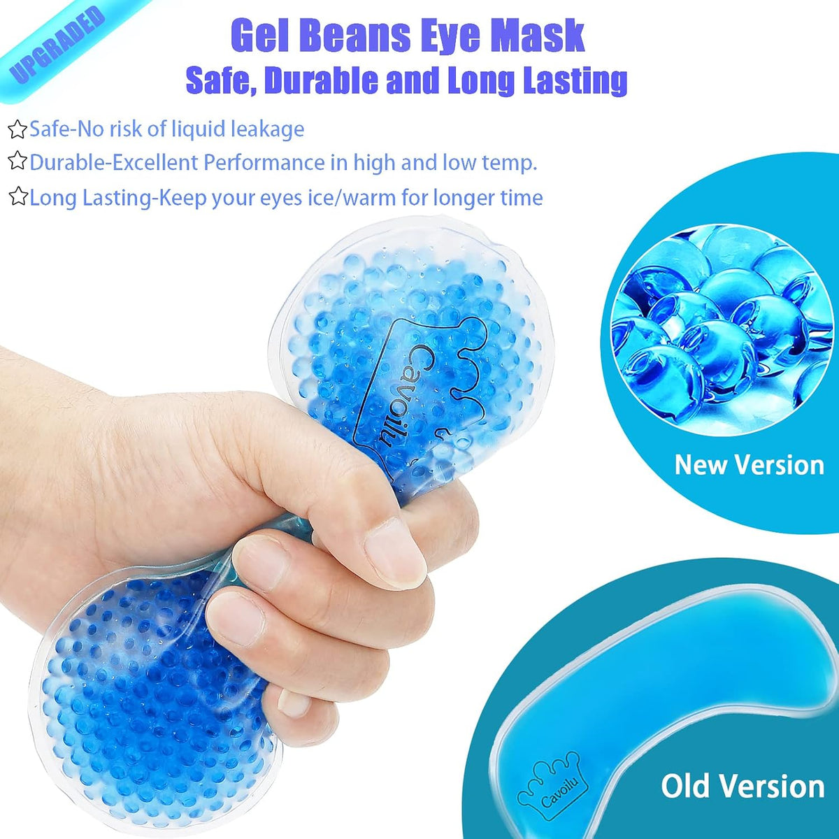 Silk Sleep Mask with Cooling Gel Eye Mask, Warm and Cold Compress, Heated Eye Mask for Tired Eyes, Stain Eye Cover Sleeping Mask for Travel, Home, Office, Yoga, Total Blackout (Black)